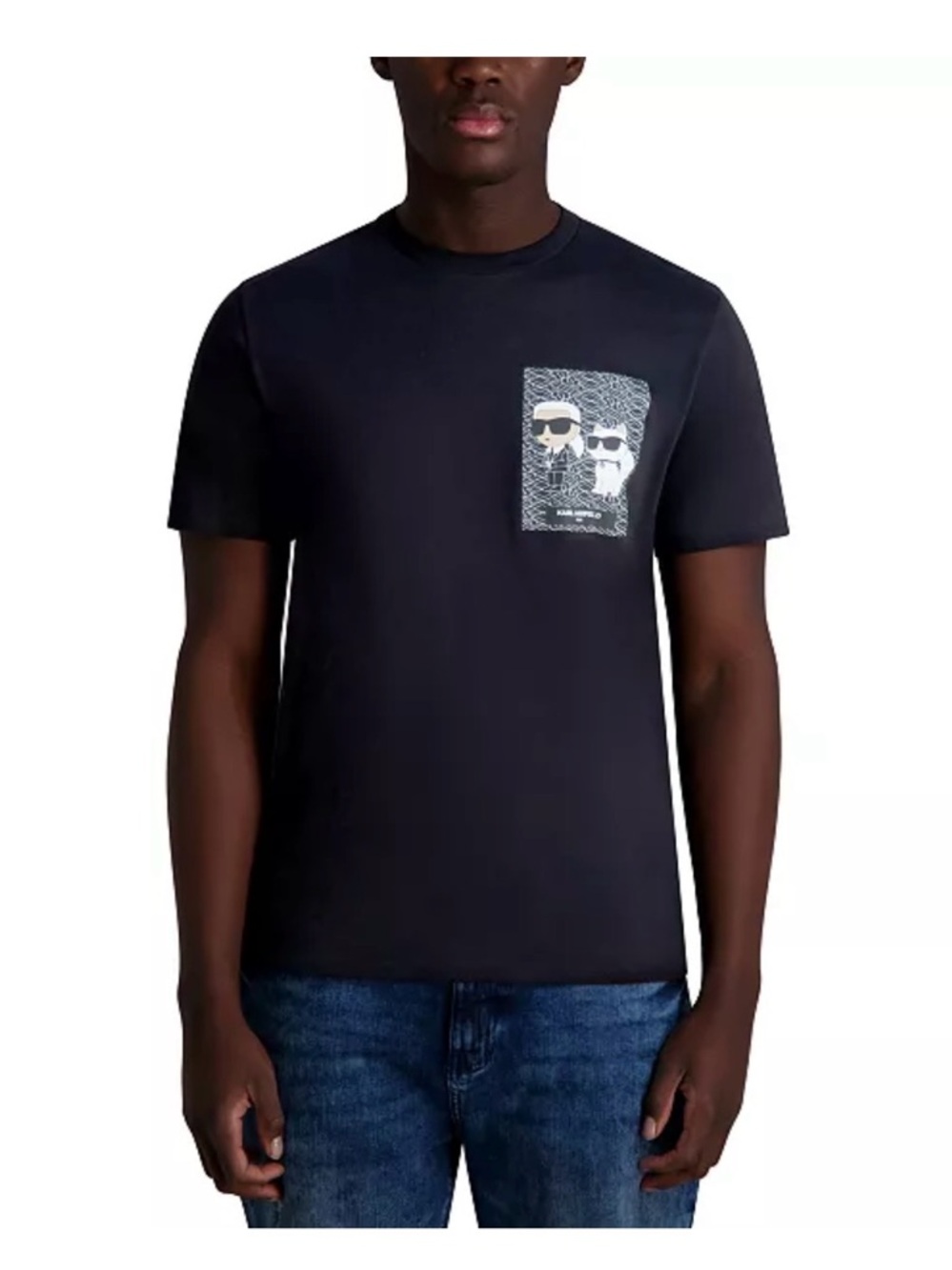 Karl Lagerfeld Paris Men's Black Graphic T-Shirt With Choupette Size L Cotton